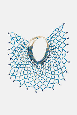 Collier en laiton et quartz bleu Rosantica