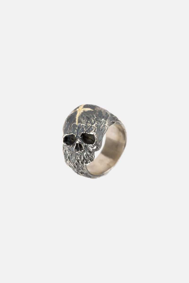 Bague tête de mort et croix en argent Tobias Wistisen