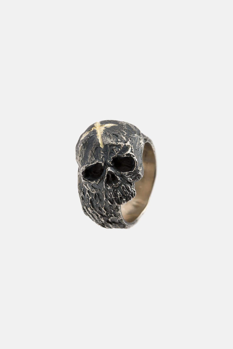 Bague tête de mort et croix en argent Tobias Wistisen