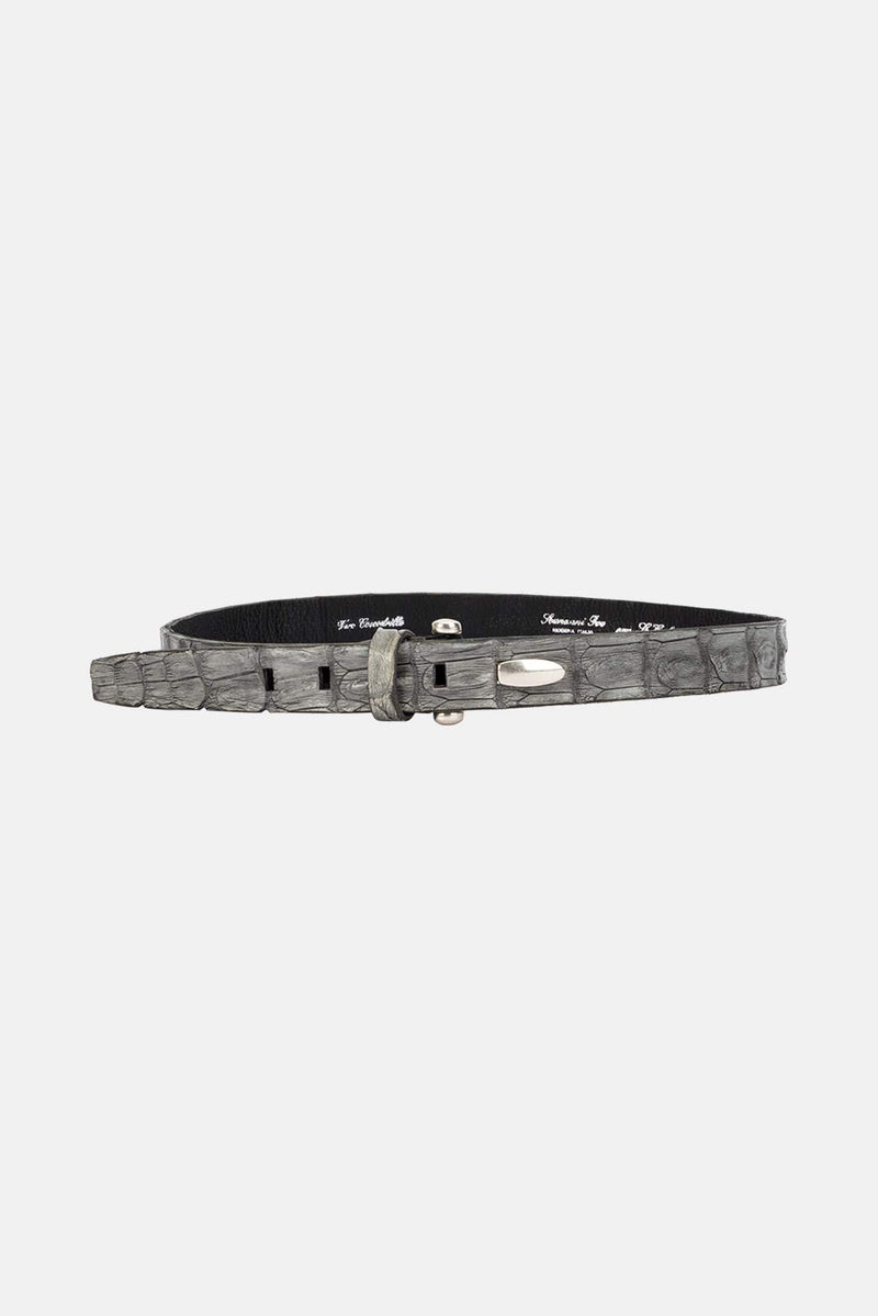 Ceinture en cuir de crocodile gris clair Scunzani Ivo